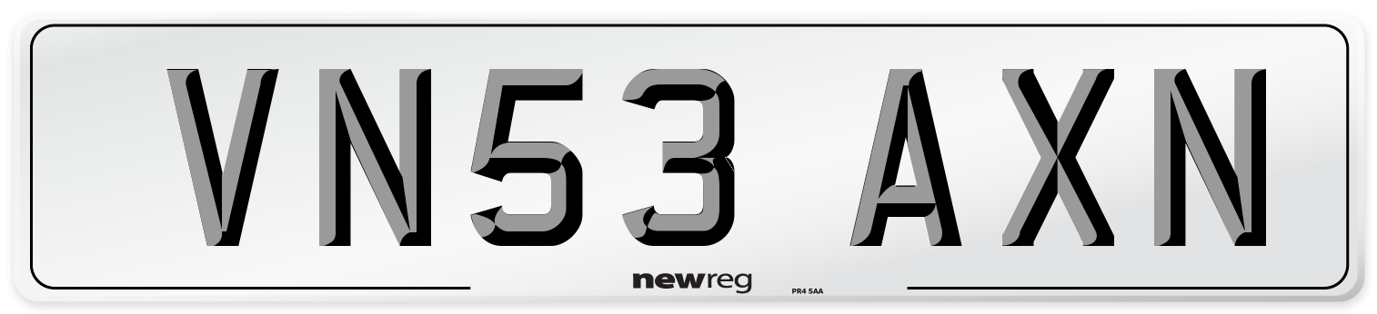 VN53 AXN Number Plate from New Reg